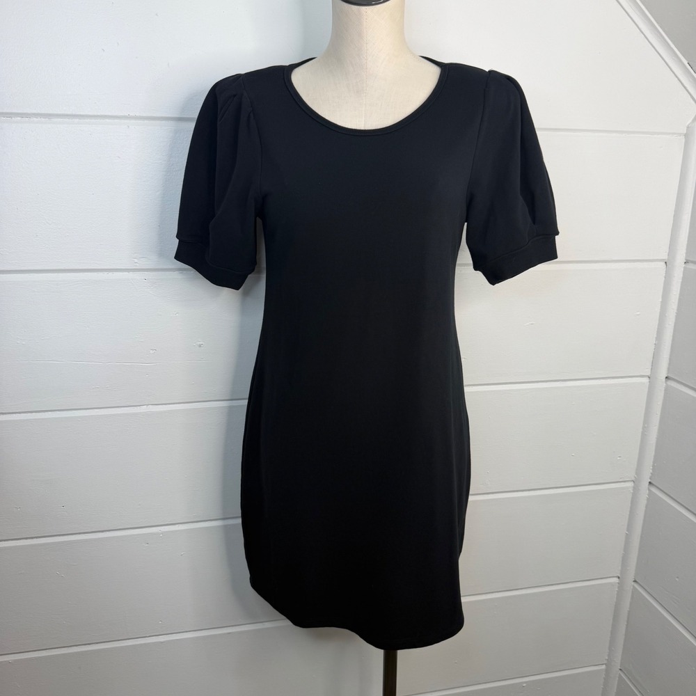 Sundays Black Puff Sleeve Sweatshirt Mini Dress Structured Shoulder 1 Small